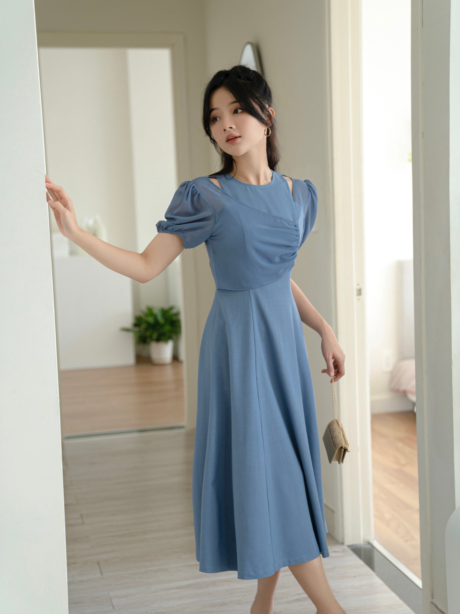 Camie Deep Blue Midi Dress - Gu Fashion | Vietnam Fashion