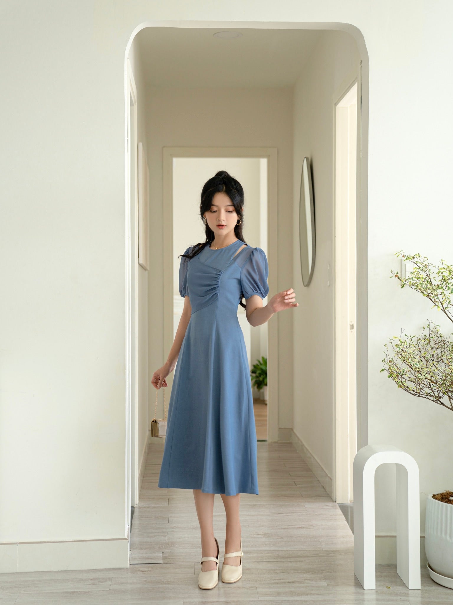 Camie Deep Blue Midi Dress - Gu Fashion | Vietnam Fashion
