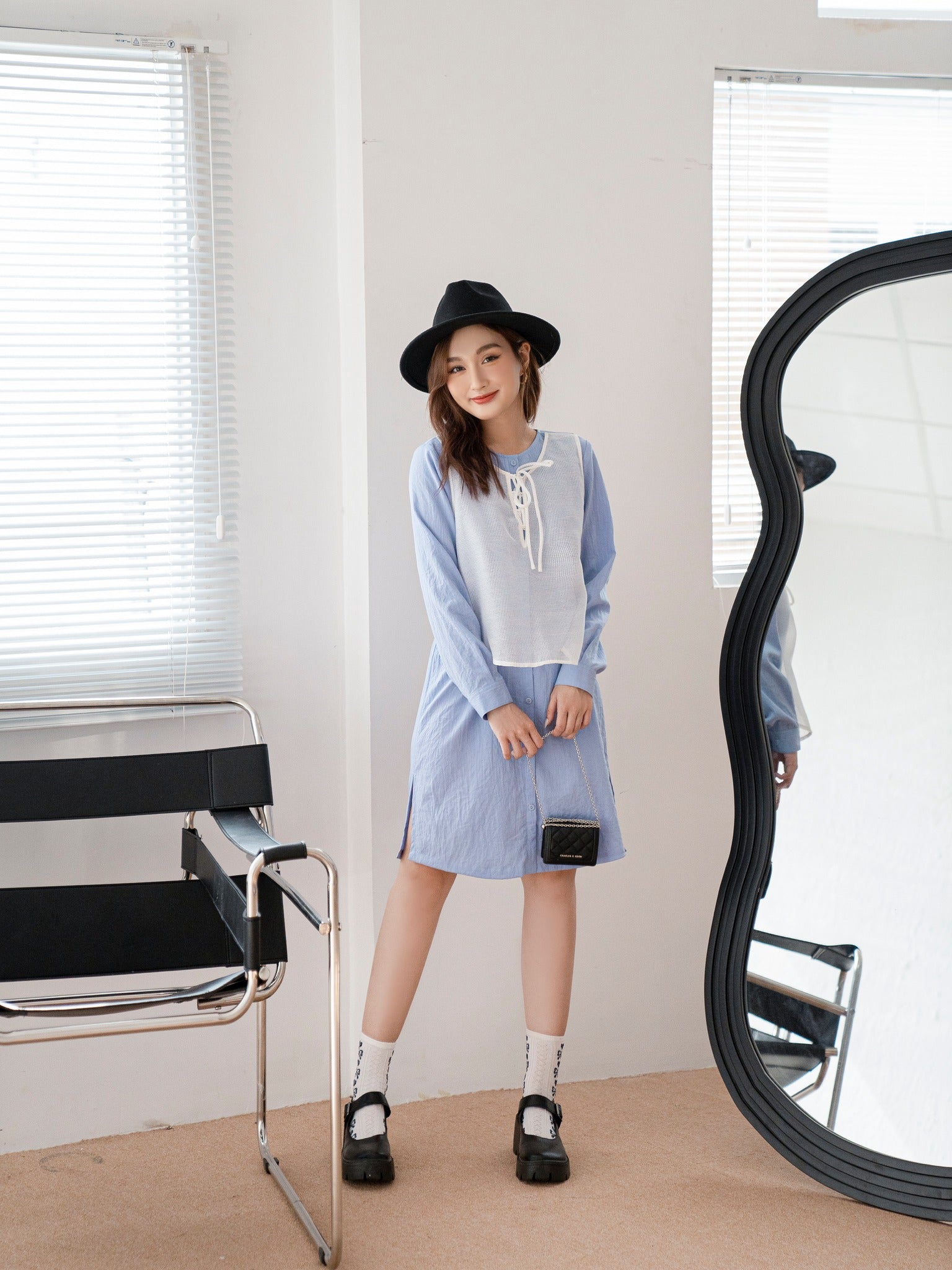 Maris Blue Net Cover Tunic Dress - Gu Fashion | Vietnam Fashion Store