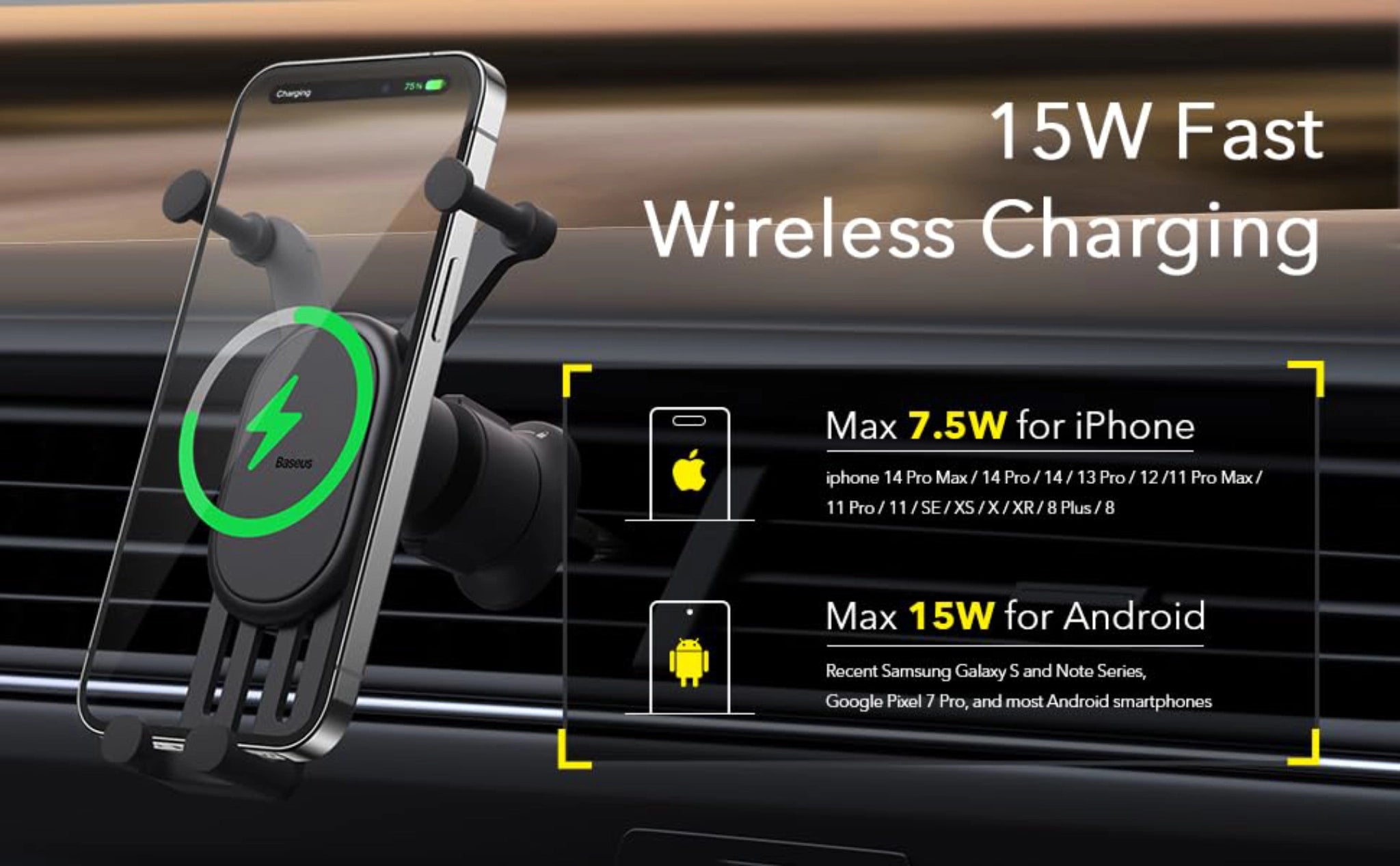 Baseus Wireless Charger and Car Mount Anti-Shock Tripod with Automatic  Sensor and 360-Degree Rotation, Dealatcity