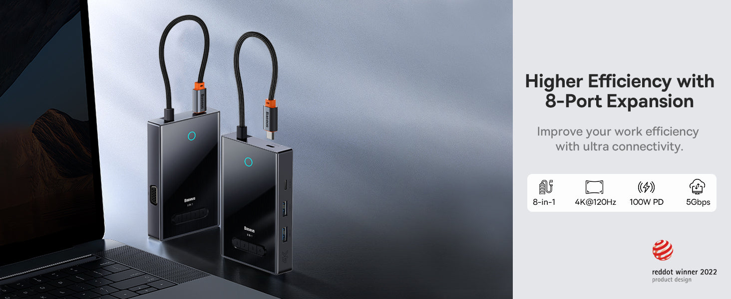 Baseus PioneerJoy 8 Port Four Screen Type C HUB Adapter Price in Pakistan | FonePro