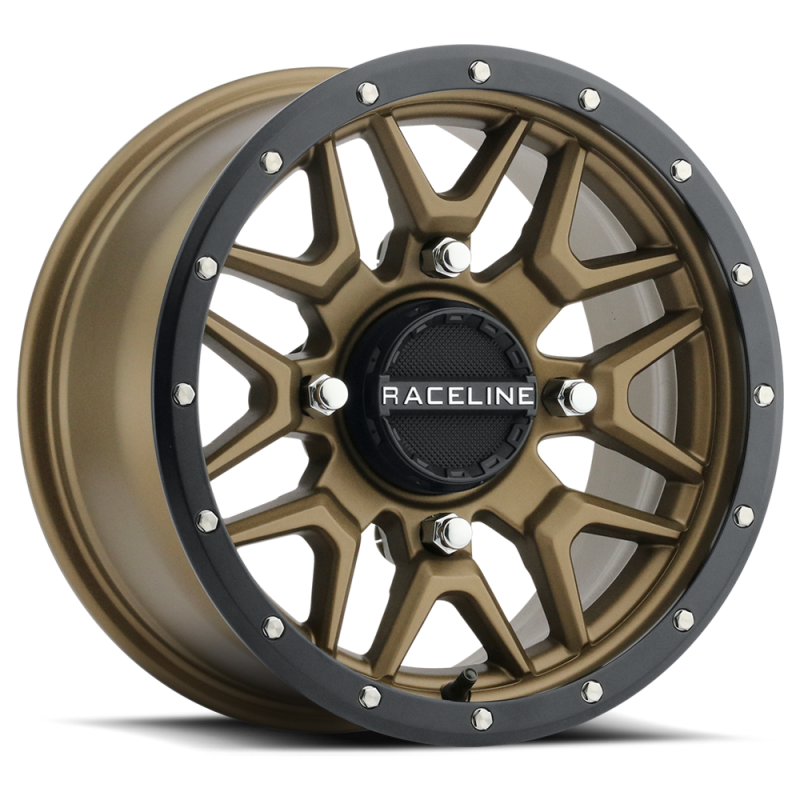 Raceline A94BZ Krank 14x7in / 4x156 BP / 38mm Offset / 132.5mm Bore - Bronze & Black Lip Wheel - Raceline - A94BZ-47056+38