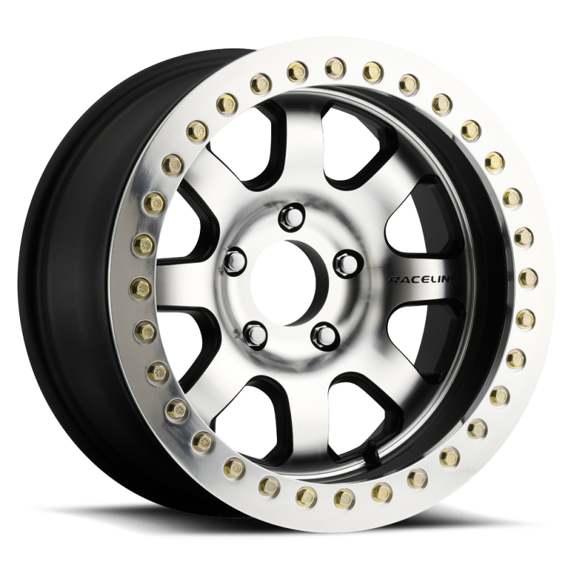 Raceline RT260 Avenger 17x8.5in/5x127 BP/-25mm Offset/83.82mm Bore - Black & Machined Beadlock Wheel - Raceline - RT260-78550-25