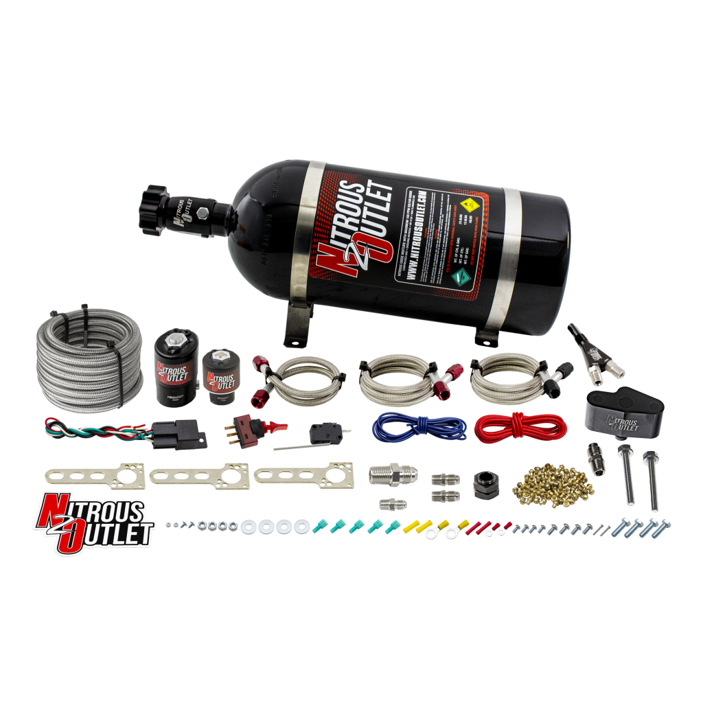 Nissan 03-06 350Z Single Nozzle System Gas/E85 5-55psi 35-200 HP 10lb Bottle Nitrous Outlet - Nitrous Outlet - 00-10006-10