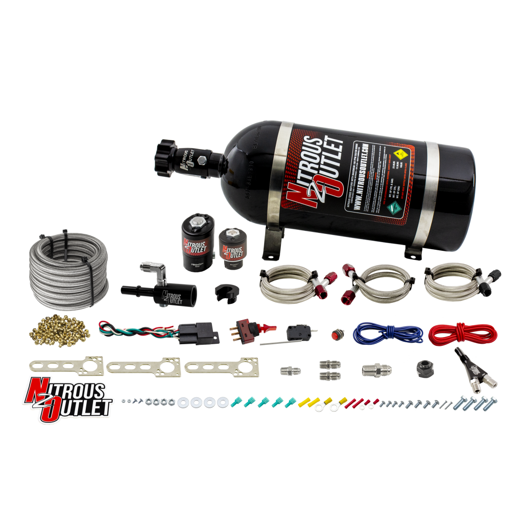 11-15 Mustang 5.0 F-150 EFI Single Nozzle System Gas/E85 5-55psi 35-200 HP 10lb Bottle Nitrous Outlet - Nitrous Outlet - 00-10016-10