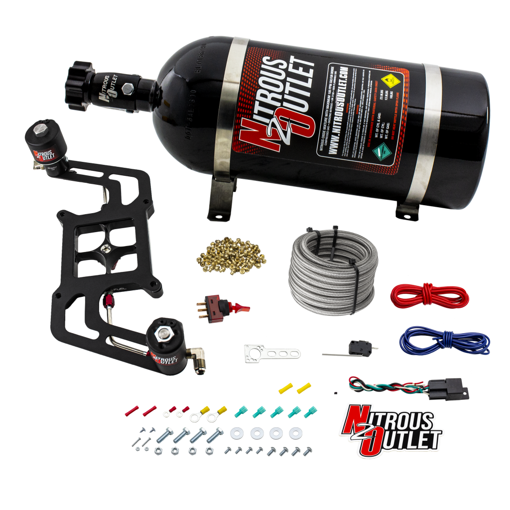 4150 Stinger 2 Race System Hard-line .178 Trashcan Nitrous Solenoid .310 Fuel Solenoid Boomerang Solenoid Bracket Gas E85 5-55 PSI 50-600 HP 10lb Bottle Nitrous Outlet - Nitrous Outlet - 00-10606-10