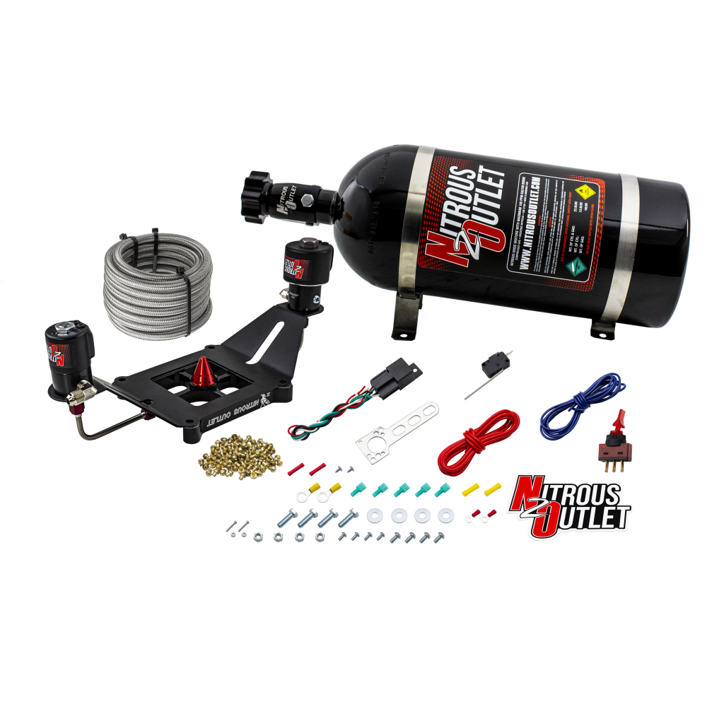 4150 Stinger 2 Race System Hard-line .178 Trashcan Nitrous Solenoid .310 Fuel Solenoid Deep Break Solenoid Bracket Solenoids Mount Upside Down Gas E85 5-55 PSI 50-600 HP 15lb Bottle Nitrous Outlet - Nitrous Outlet - 00-10612-15