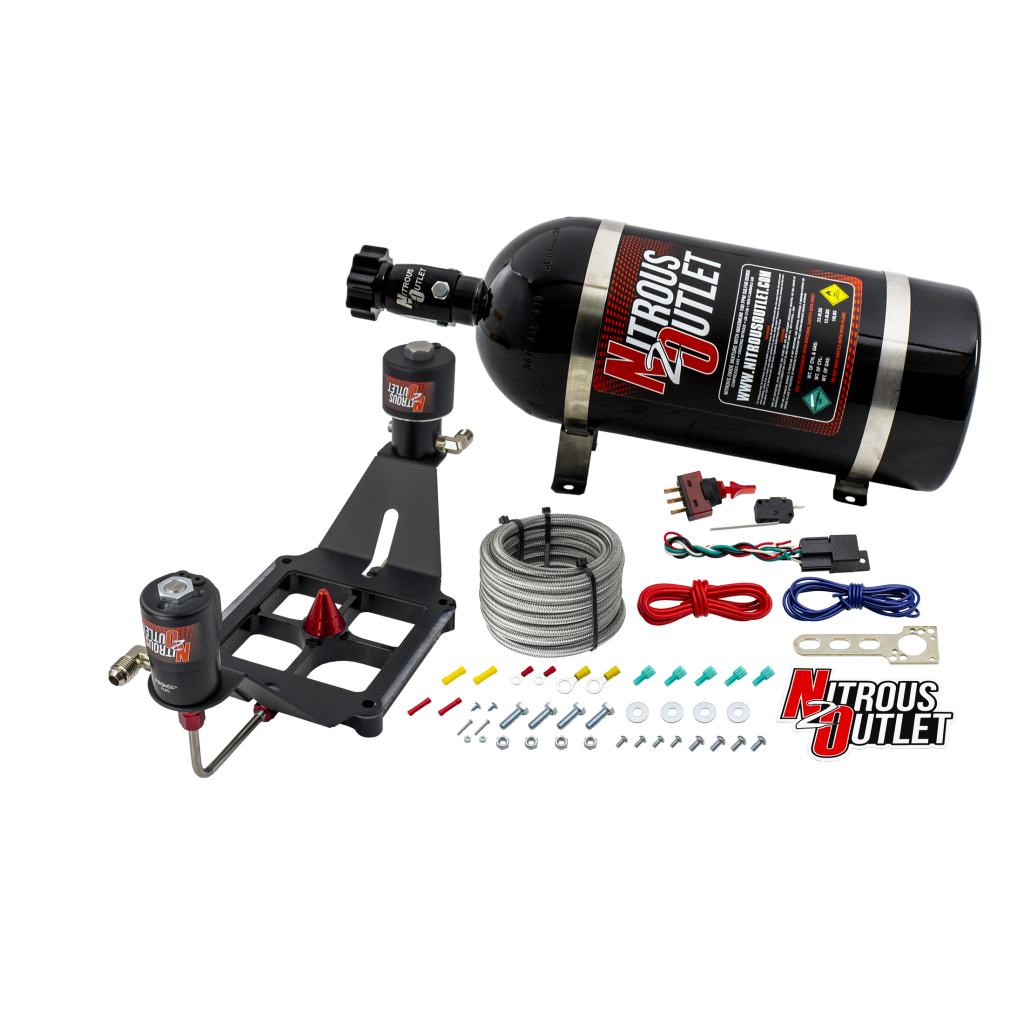 4500 Stinger 2 Race System Hard-line .178 Trashcan Nitrous Solenoid .310 Fuel Solenoid Deep Break Solenoid Bracket Solenoids Mount Upside Down Gas E85 5-55 PSI 50-600 HP 10lb Bottle Nitrous Outlet - Nitrous Outlet - 00-10662-10