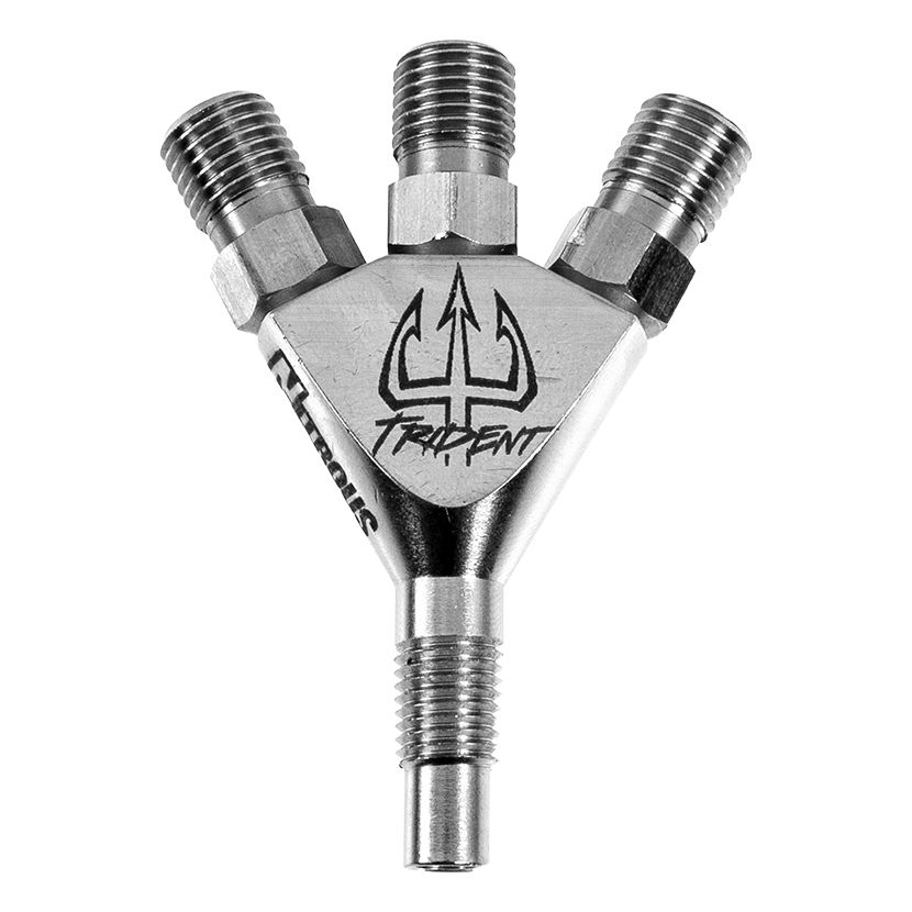 Trident 1/16 Inch NPT Three Stage Dry Nitrous Nozzle Straight Discharge Stainless Nitrous Outlet - Nitrous Outlet - 00-40014