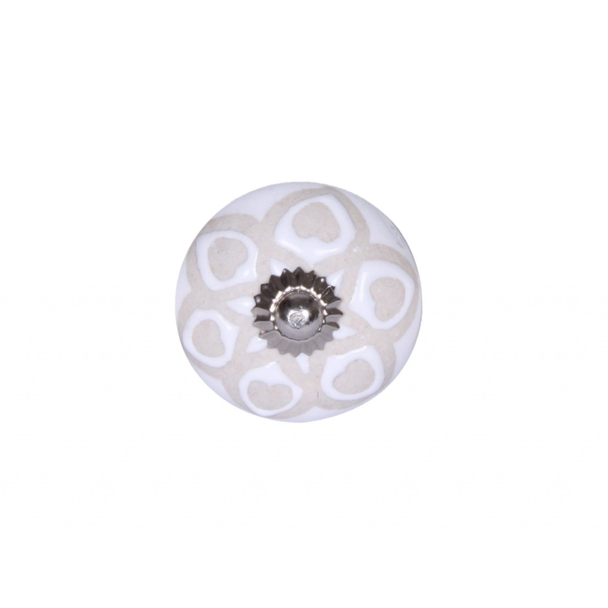 HomeRoots Vintage White and Beige Circles Ceramic Knobs 12-Pack