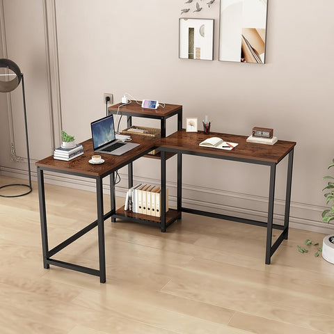 83インチ 2人用デスク 電源コンセント付き 素朴なスタイル