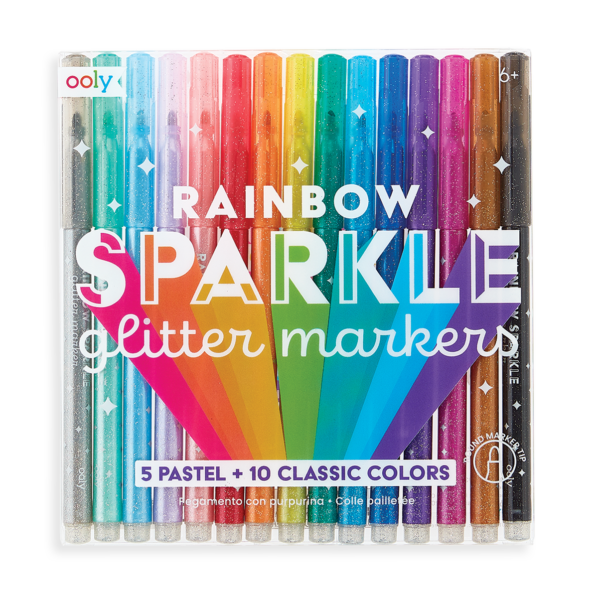 Rainbow Sparkle Glitter Markers - Set of 15
