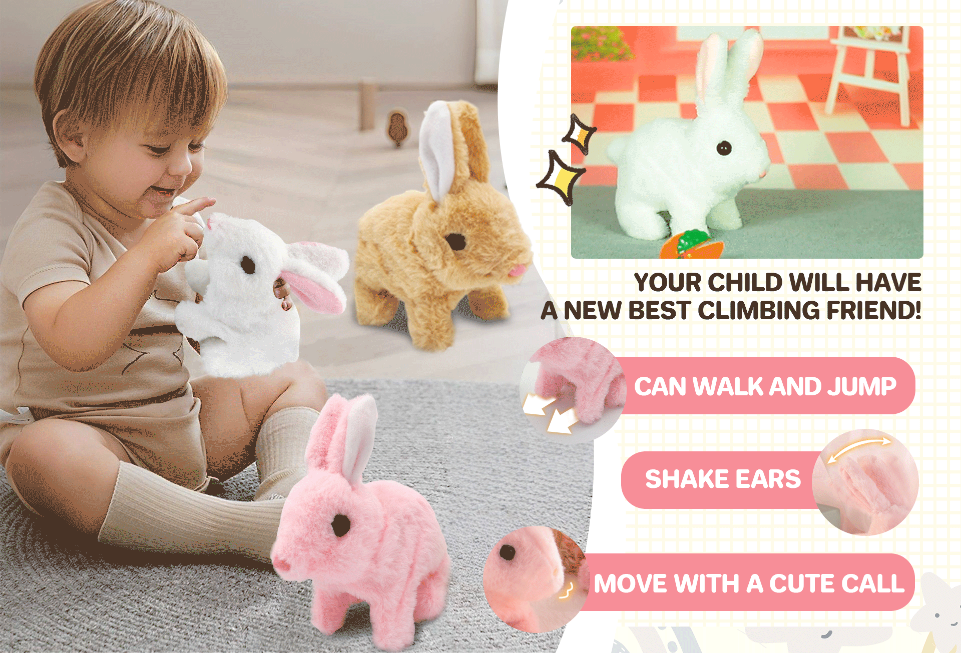 🎈Children's Day🎈Interactive Bunny Toy Peachloft