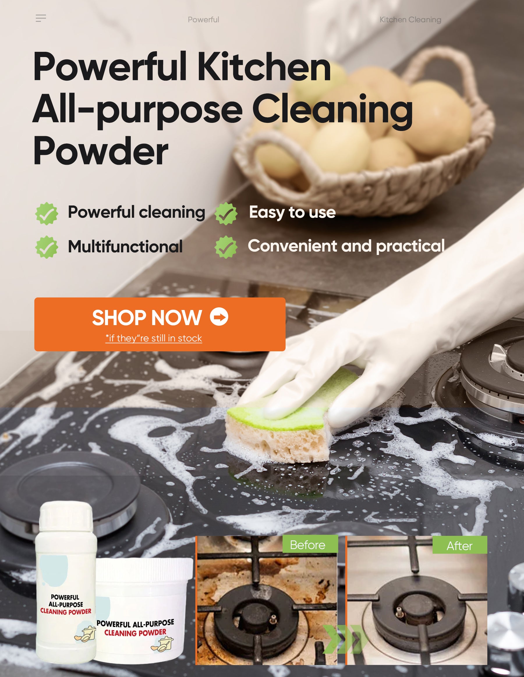 Powerful Kitchen All-purpose Cleaning Powder – Peachloft