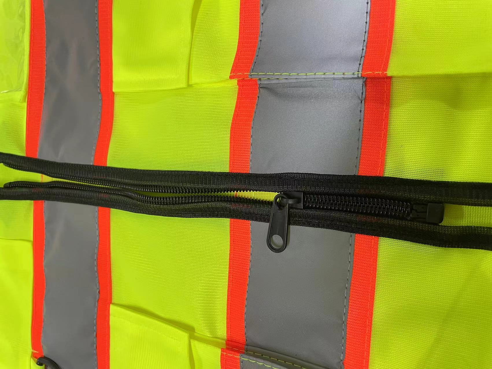 Safety Vest Class 2 Hi Vis Reflective Security Vest Customized with Zipper & Pockets