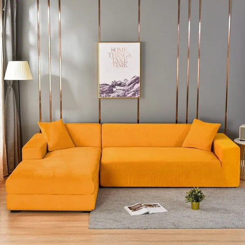 Plush Yellow Sofa Cover