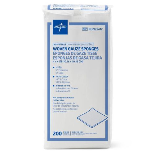 Medline Woven Non-Sterile Gauze Sponges 12 Ply, 4