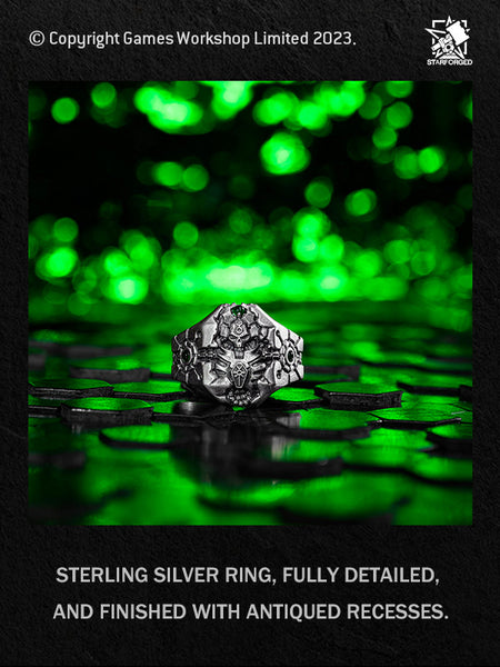 Starforged Necron Overlord's Mark Warhammer 40K Men‘s Sterling Silver Ring WH40