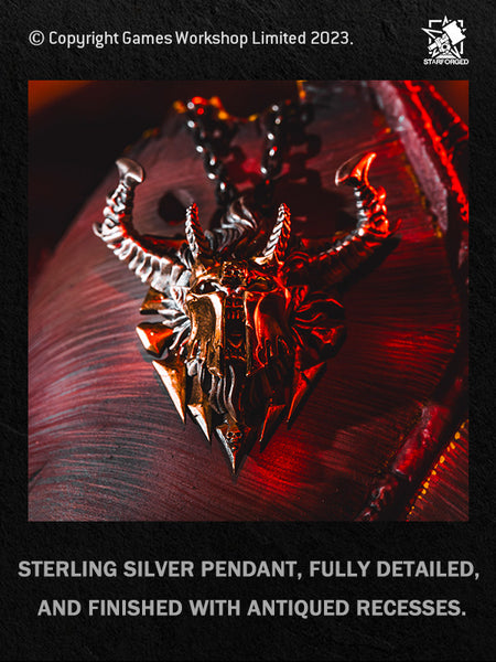 Starforged  Ka'Bandha Khorne Chaos Demon Men's 18K Gold Necklace Warhammer 40K Blood Angel Killer Pendant