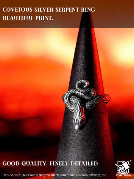 Starforged Covetous Silver Serpent Ring Dark Souls Fashion Sterling Silver Ring Holiday Gift Game Props
