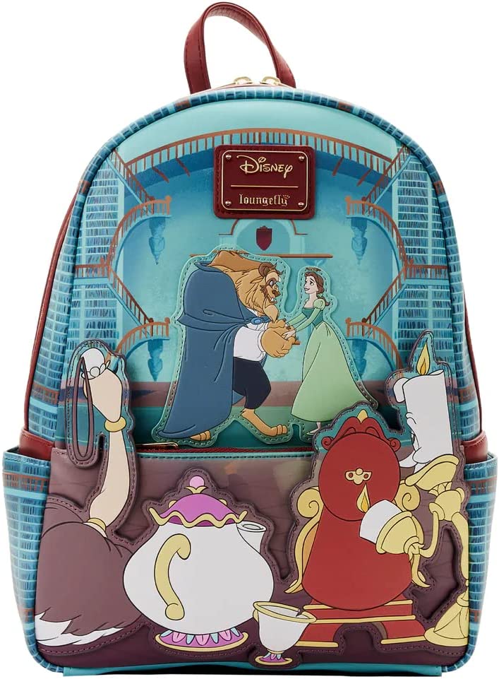 LOUNGEFLY Beauty and the Beast Fireplace Scene Double Strap Shoulder Bag