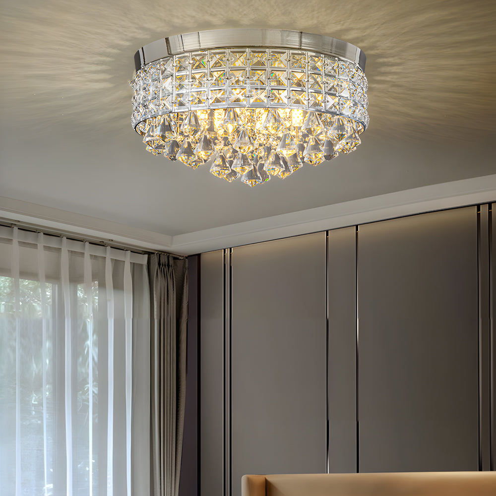 19' Round Crystal Pendants LED Ceiling Lights Fixture Ceiling Lamp