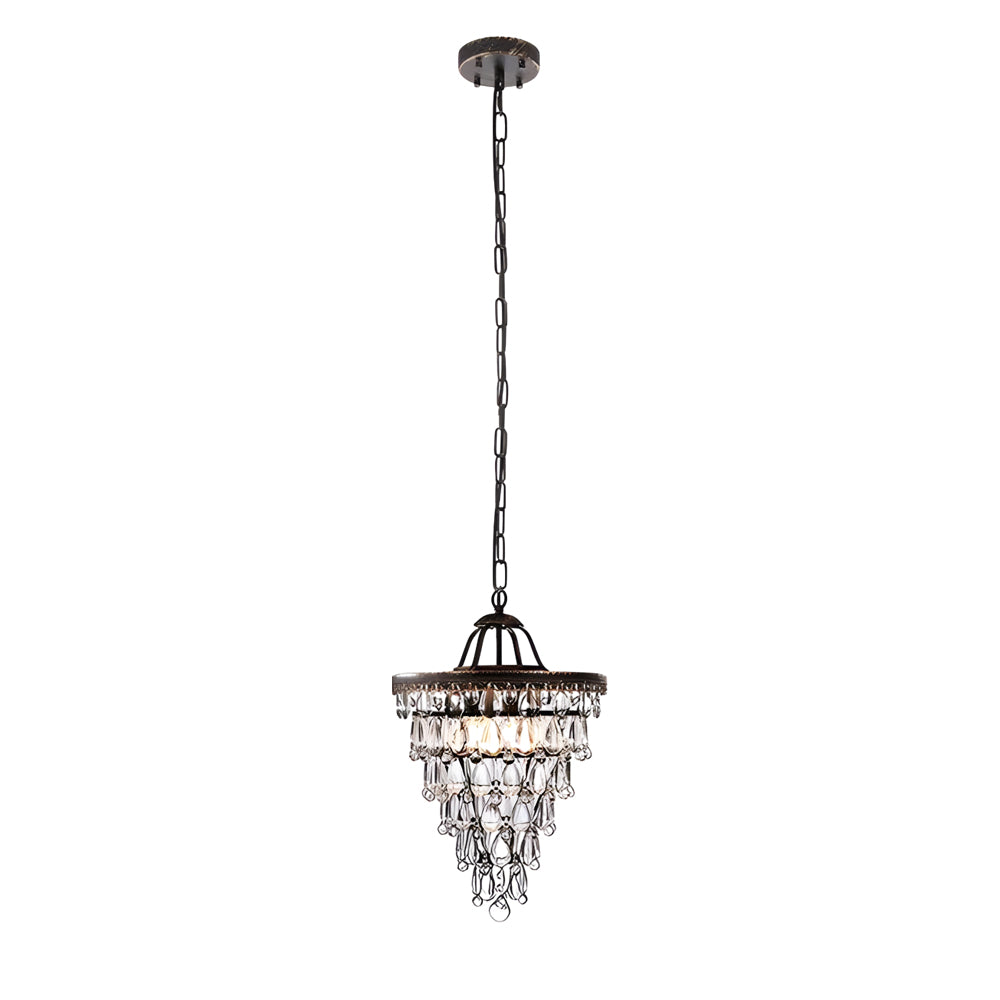 Round Aged Water Drop Crystal LED American Style Retro Chandelier