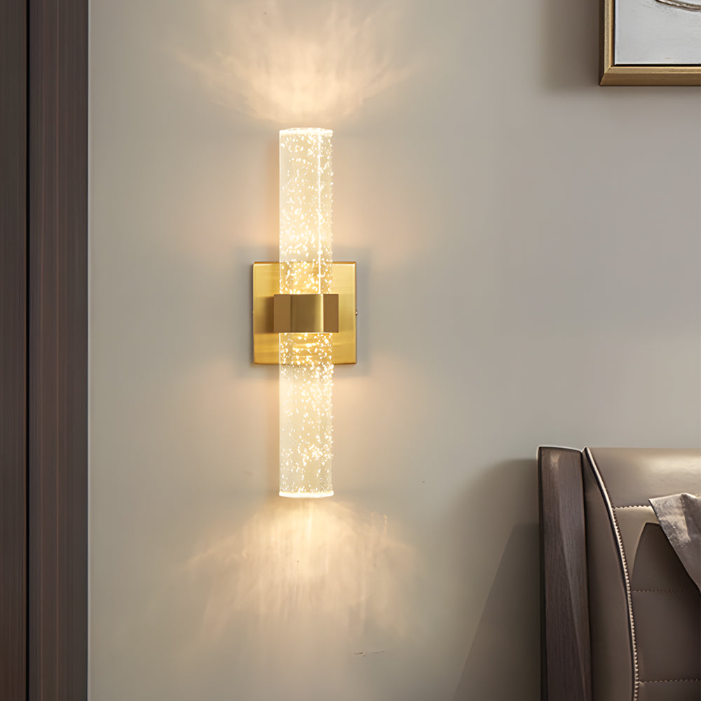 Long Strip Bubbles Crystal Shade LED up down Lighting Modern Wall Lamp