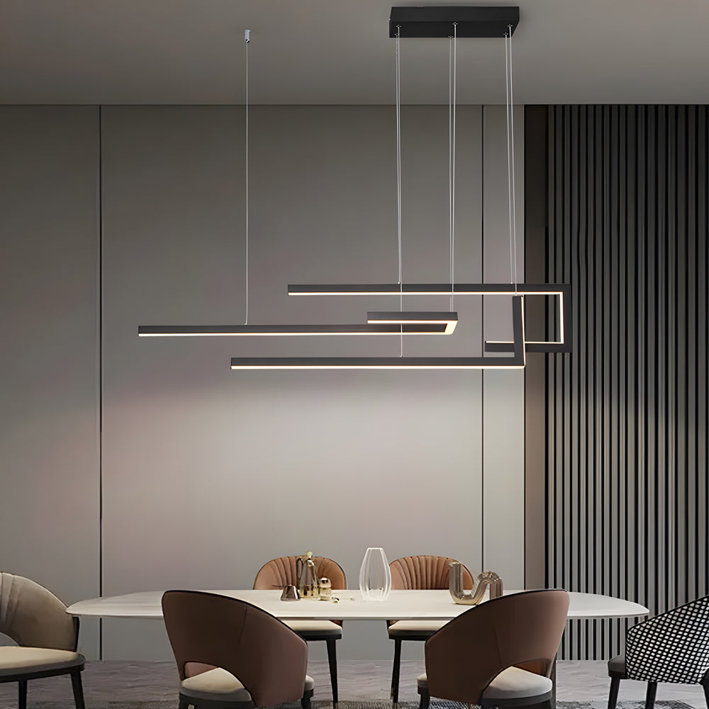 Strips Geometric LED Dimmable with Remote Control Nordic Dining Chandelier
