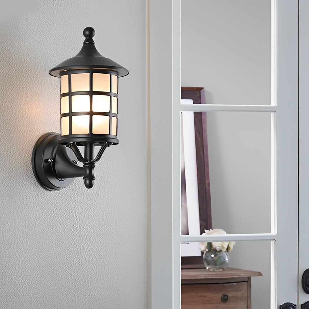 Retro Round Three Step Dimming Black European-style Solar Wall Sconces