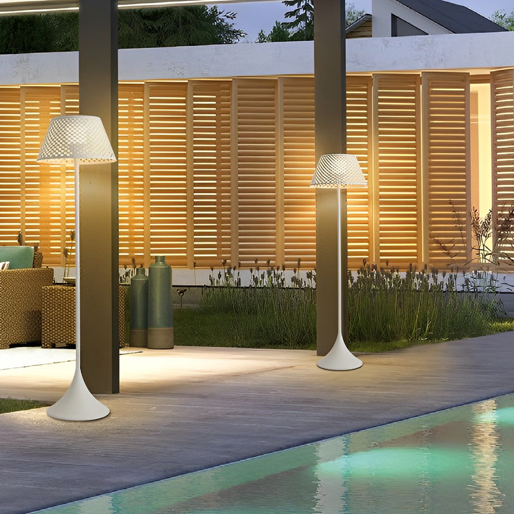 Rattan Metal Waterproof LED Solar Powered Modern Outdoor Floor Lamp