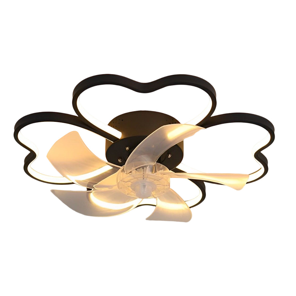 Hearts Flower Mute Intelligent Dimmable Timed Nordic Ceiling Fan Light