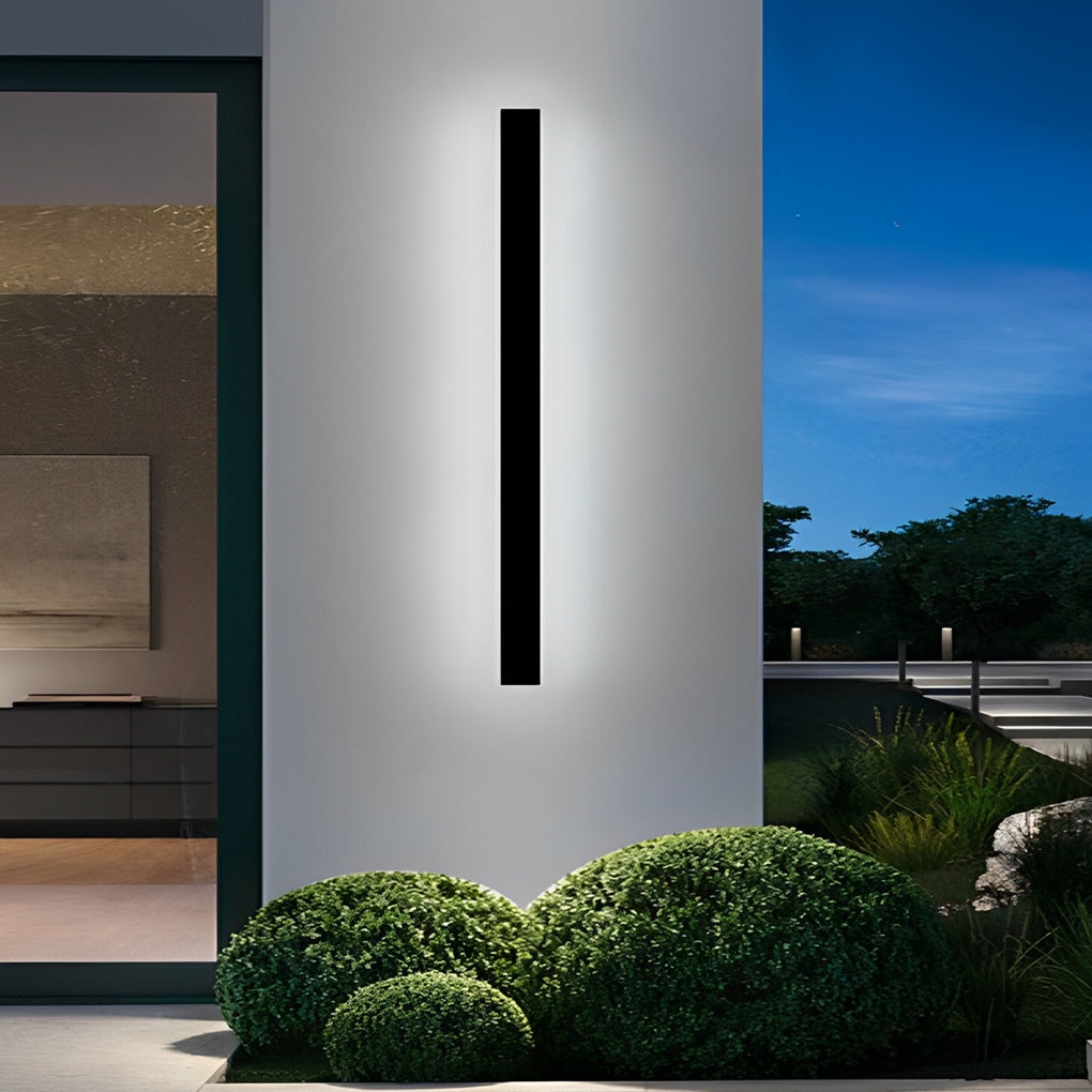 Minimalist Long Strip LED Waterproof Black Modern Solar Wall Sconce Lighting