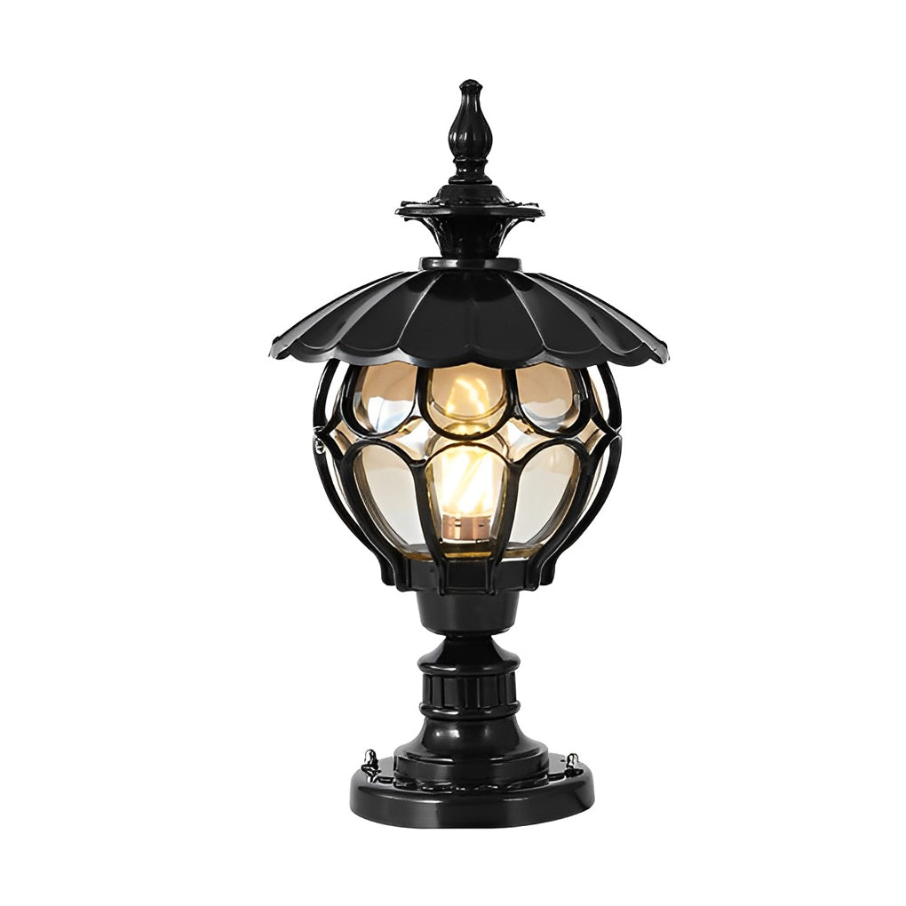 Flower Ball Cognac Glass Waterproof European Style Outdoor Pillar Lamp