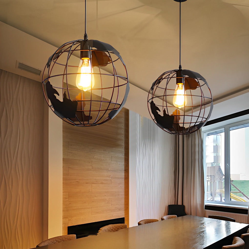Creative Iron Globe Decorative Retro Industrial Style Chandelier Light