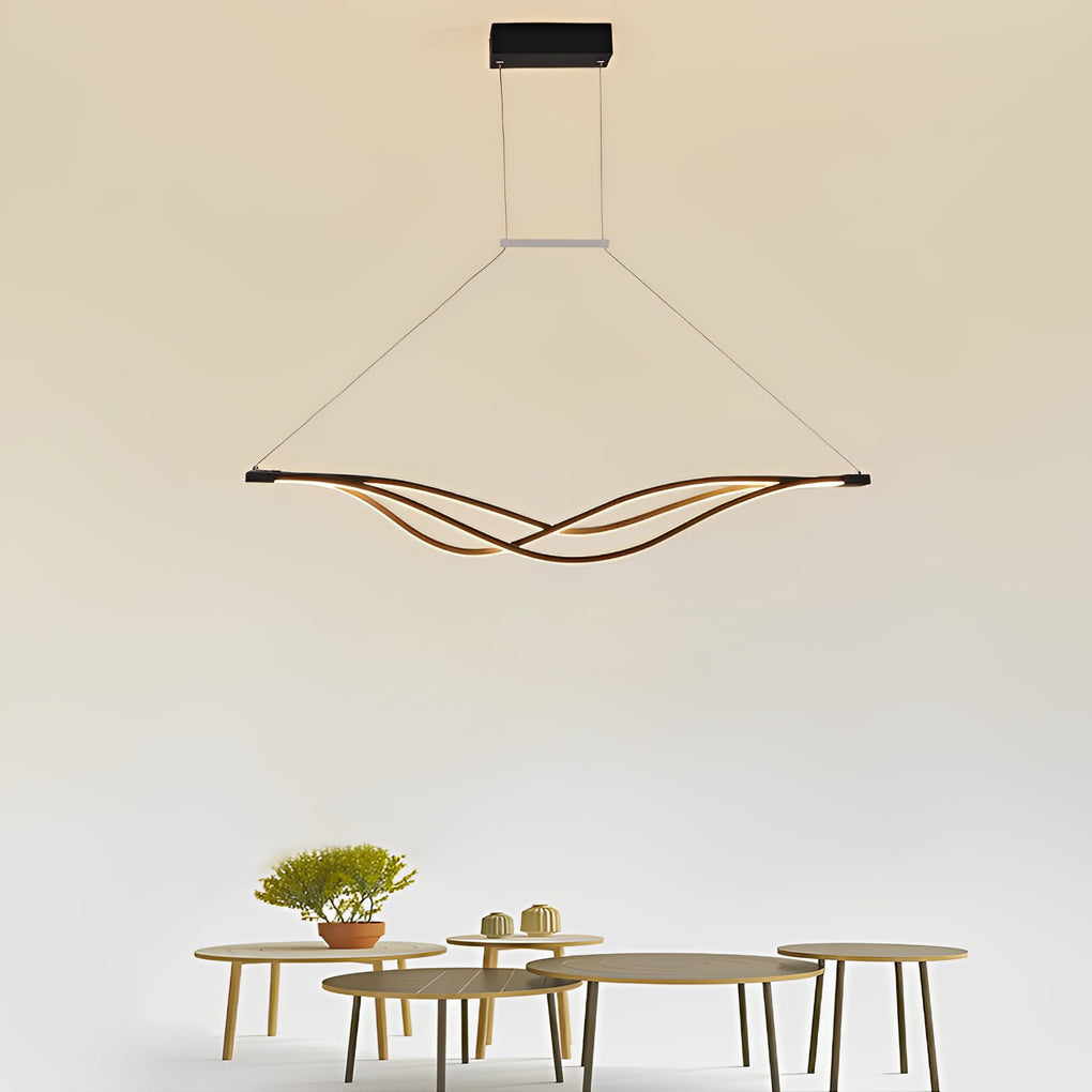 Long Waves Lines Stepless Dimming with Remote Nordic Chandelier Light