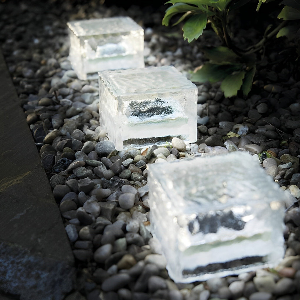 Square Creative Ice Brick LED Waterproof smart Solar Outdoor Lights