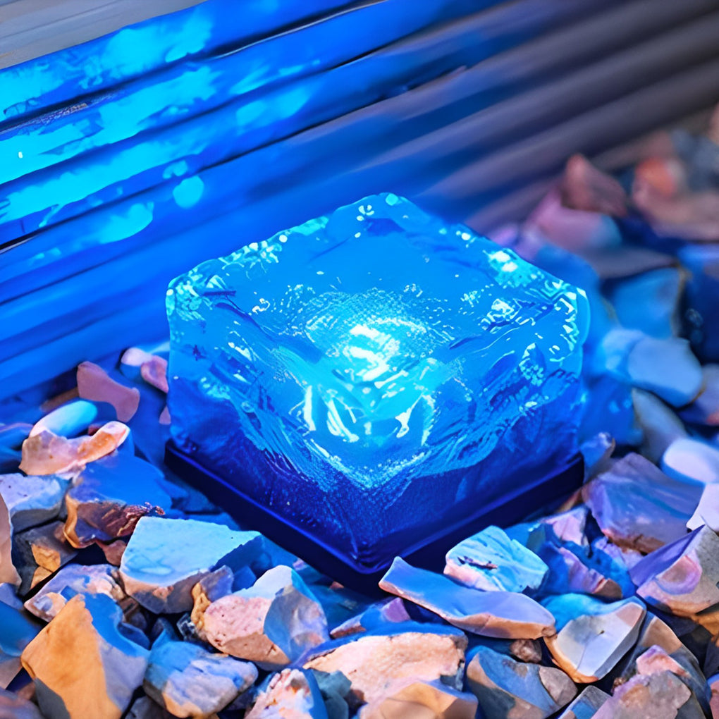 Square Creative Ice Brick LED Waterproof smart Solar Outdoor Lights