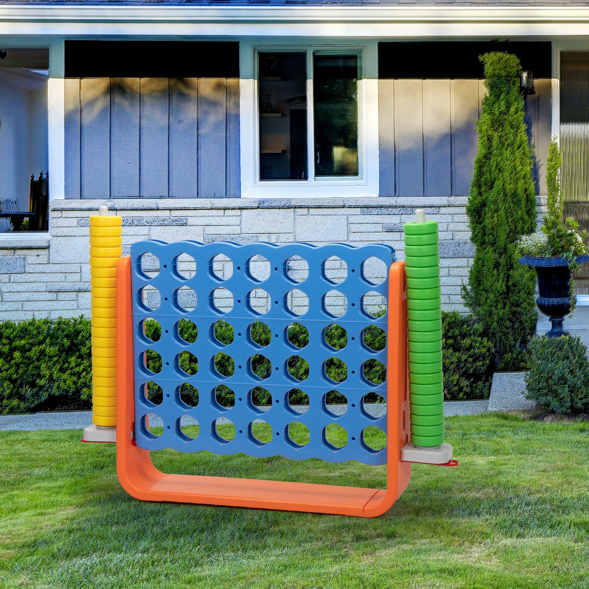 Jumbo 4-to-Score Game Set;  Giant Connect 4 with 42 Rings;  Indoor Outdoor Game Set for Kids and Adults