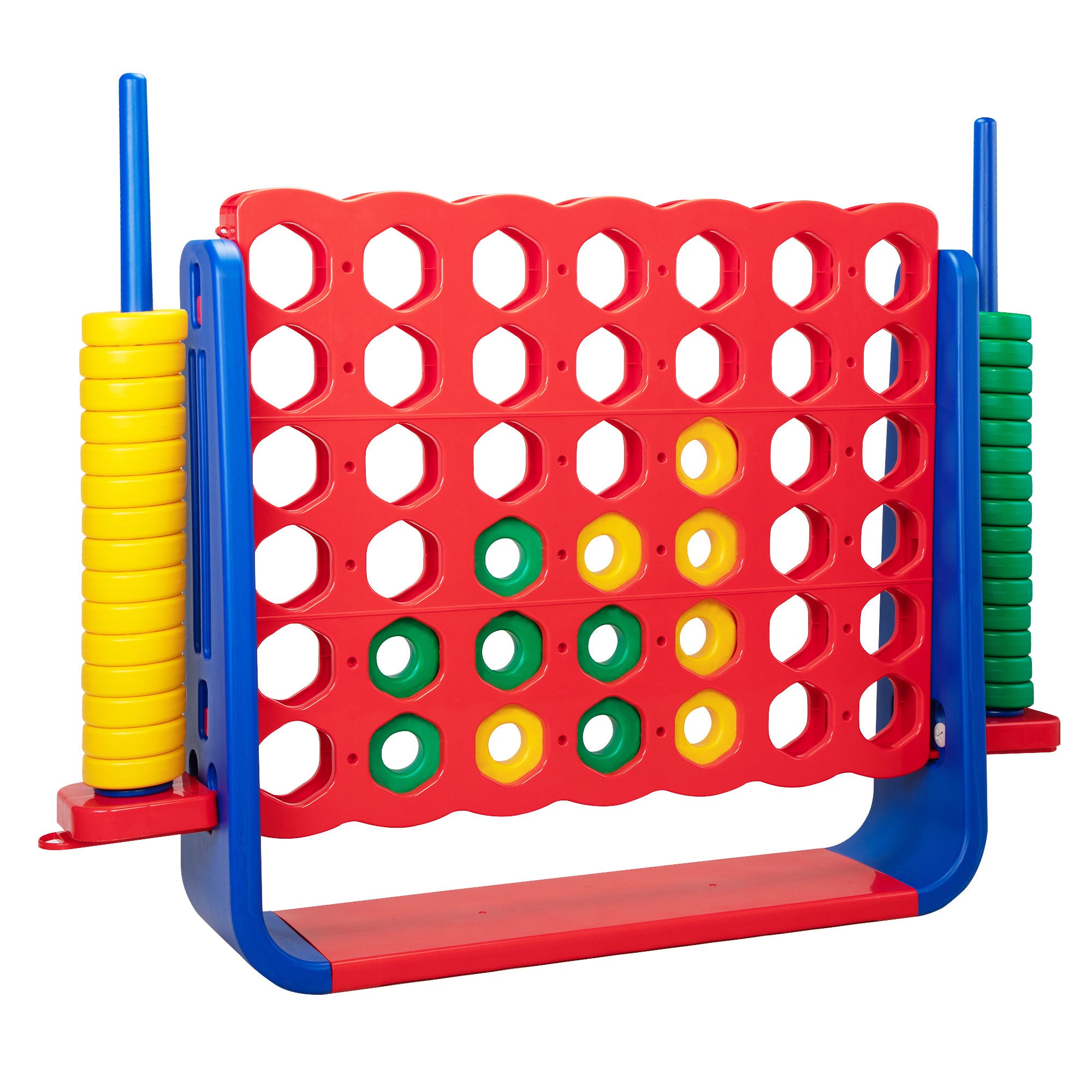 Jumbo 4-to-Score Game Set;  Giant Connect 4 with 42 Rings;  Indoor Outdoor Game Set for Kids and Adults