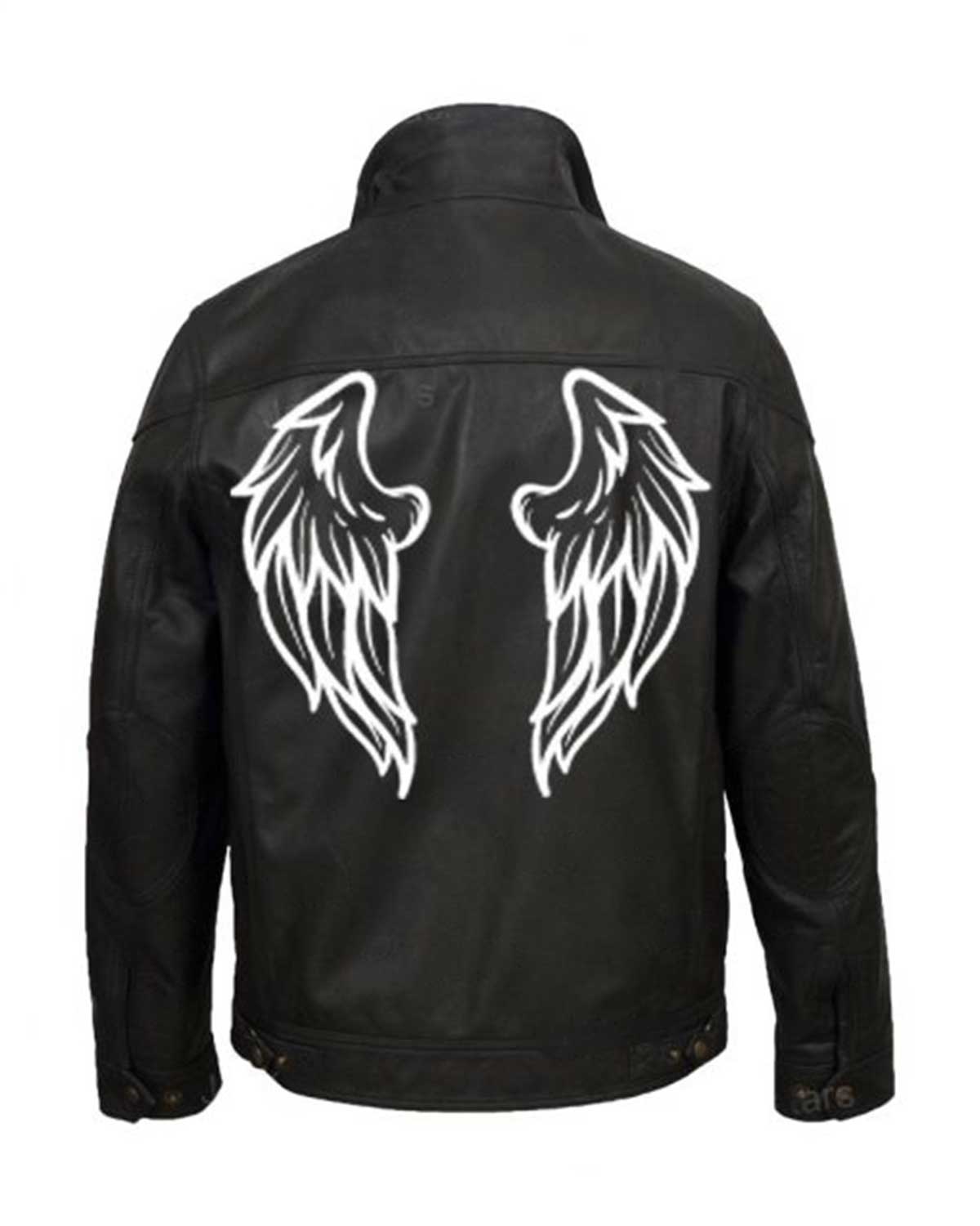 MotorCycleJackets Halloween Black Wings Printed Leather Jacket