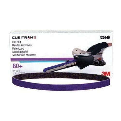 3M Cubitron II 33446 80+ Grit File Belt, 1/2in x 18in, Box of 10