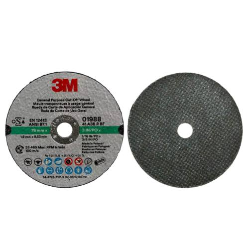 3M Green Corps 01988 3 in x 1/16 in Cut-Off Wheel, Box of 50