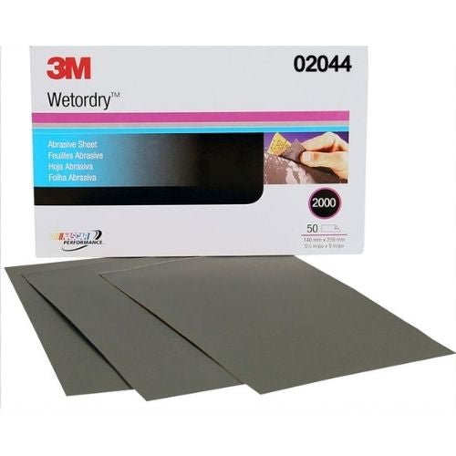 3M Wetordry? 2000 Grit Black Silicon Carbide Abrasive Sheet #2044, 50 pc