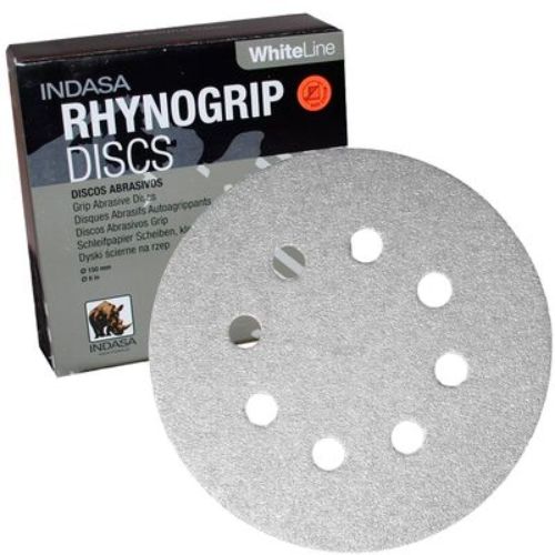 Indasa Rhynogrip 5 in 40 Grit 8 Hole White Sanding Discs, Box of 50