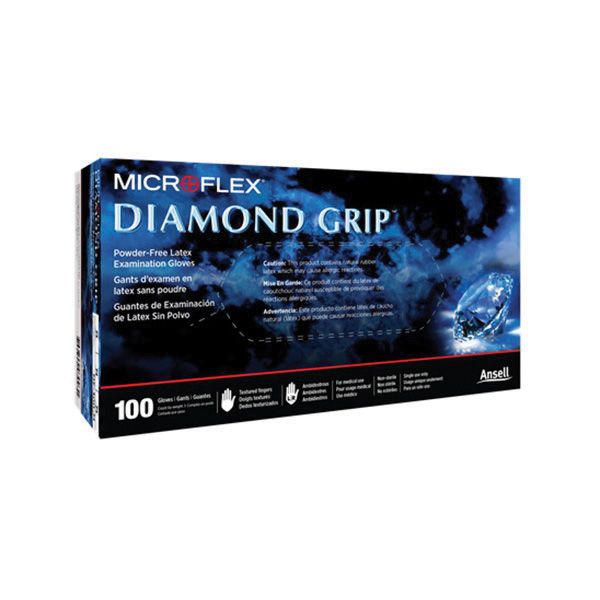 Microflex Diamond Grip Medium Disposable Latex Gloves, Box of 100