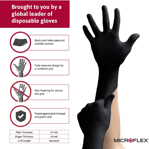 Microflex MidKnight MK296 Small Disposable Gloves, Box of 100