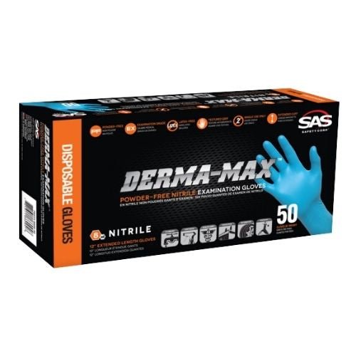 SAS? Derma-Max XL Extra Strength Blue Nitrile Gloves, Box of 50