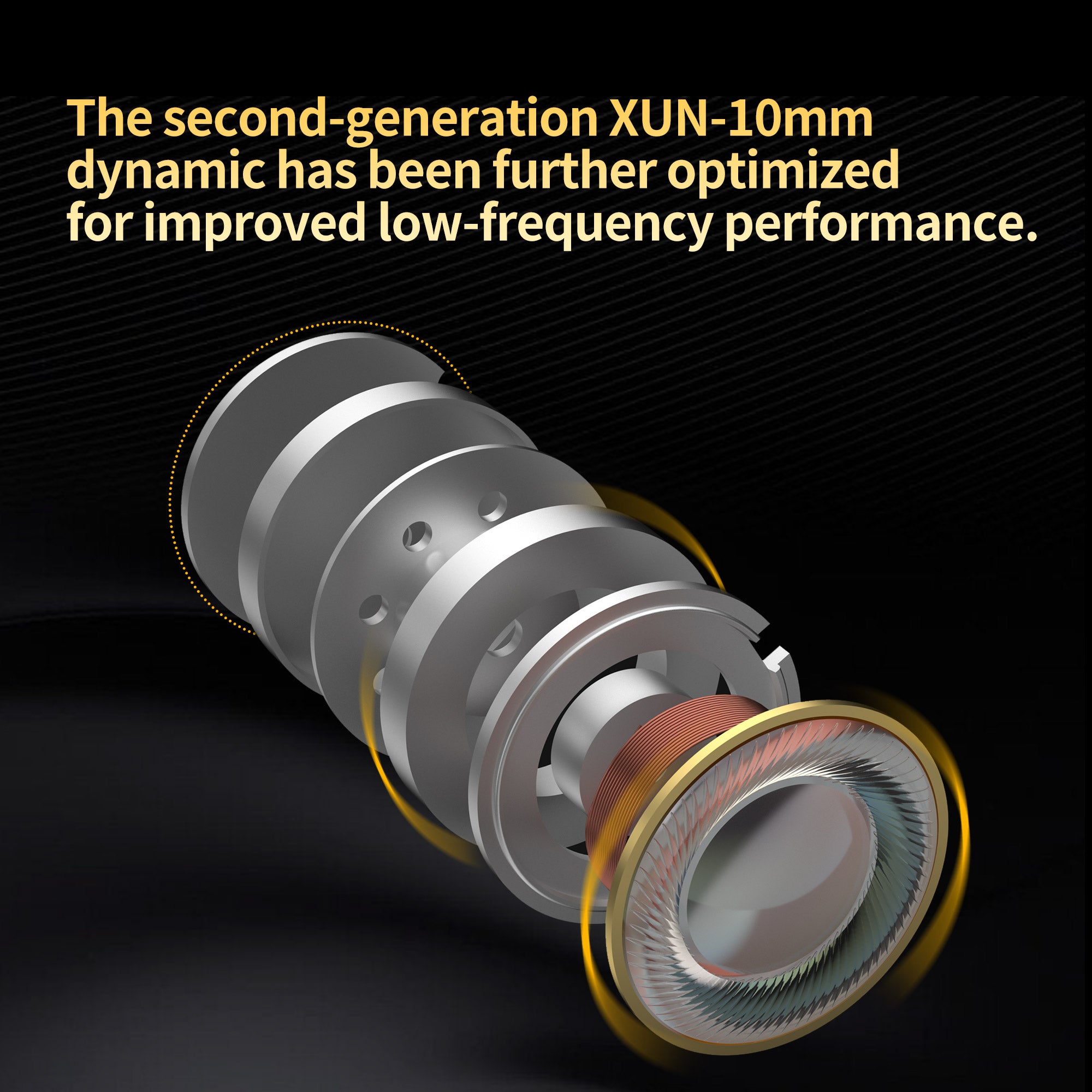 The second-generation XUN-10mm dynamic has been further optimized for improved low-frequency performance.