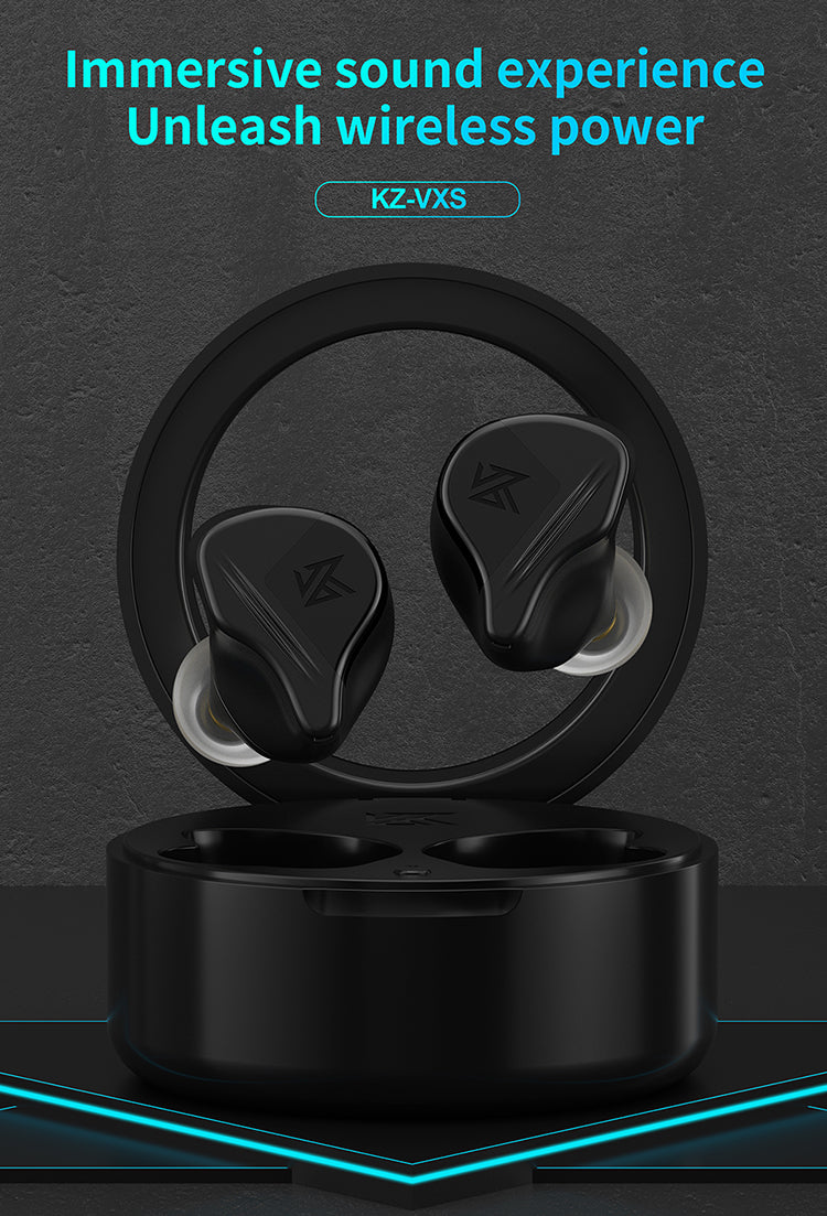 KZ VXS Dynamic Driver Wireless Earphones APT-X Bluetooth Earbuds with Qualcomm chip QCC 3040  Dual mode design HD Microphone Long battery life and Stable signal connection.